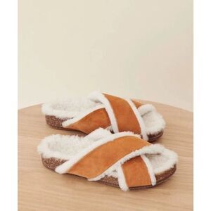 Jenni Kayne Shearling-Lined Crossover Sandal Minimalist